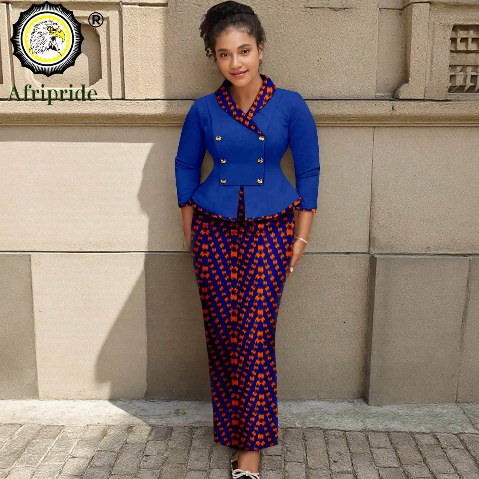 African Clothes for Women Double Breasted Blazer and High Waist Print Skirts 2 Piece Set Outfits Elegant Dashiki Outfits 2526070