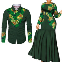 African Clothes for Couple African Clothing for Lovers Man's Woman's Long Party Maxi Dress WYQ