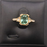Fashion inlaid green stone ring personalized retro engagement ring female gold-plated