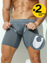 2pcs/3pcs/4pcs Long Leg Boxer Shorts for Men in Breathable Mesh Fabric Sport Underwear Randomly