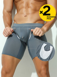 2pcs/3pcs/4pcs Long Leg Boxer Shorts for Men in Breathable Mesh Fabric Sport Underwear Randomly