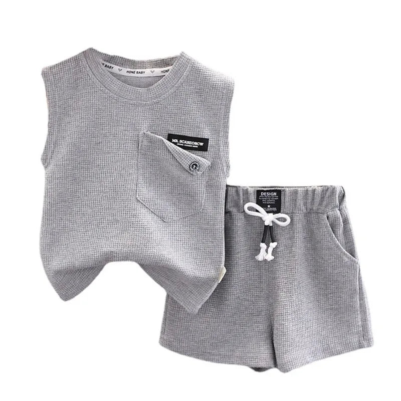 Casual Summer Baby Vest Shorts Sports Set