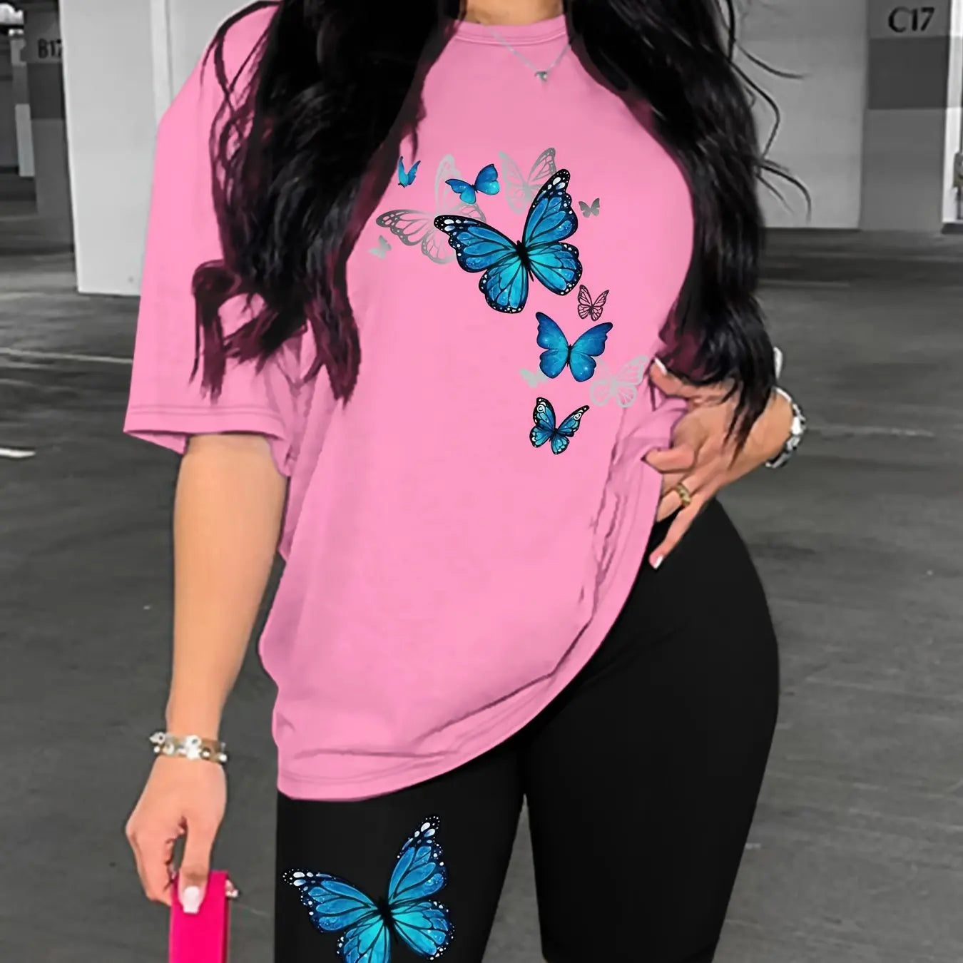 Women's Butterfly Printed Two-Piece Set