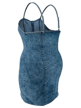 Plus Size Sleeveless Button Midi Denim Dress