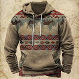 Men Hooded Vintage Print  Sweatshirt