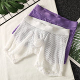 Fashion Ice Silk Underwear Long Leg Boxer Shorts For Man EUR Size Summer Thin Quick Dry Panties Lace Sexy Lengthen Underpants