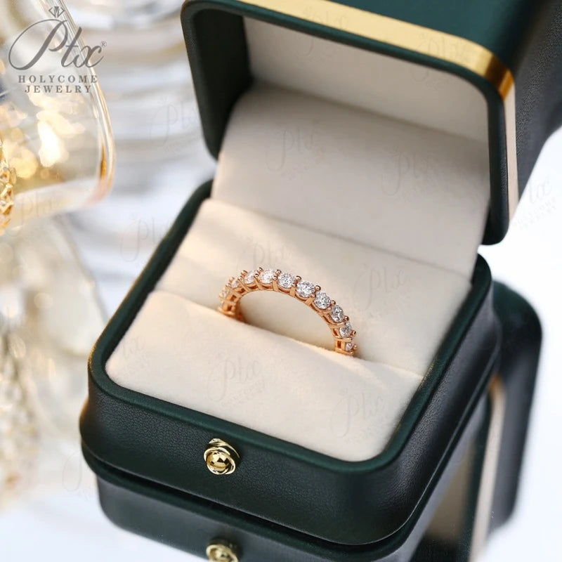 14K 18K Gold Plated Ring S925 Silver Pave Ring White Moissanite Ring