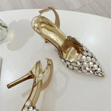 Women Sexy Pointed Toe Elegant Crystal Pumps