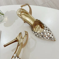 Women Sexy Pointed Toe Elegant Crystal Pumps