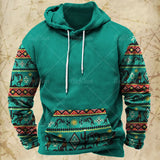 Men Hooded Vintage Print  Sweatshirt