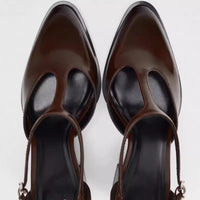 Women T-Straps Point Toe High Heels