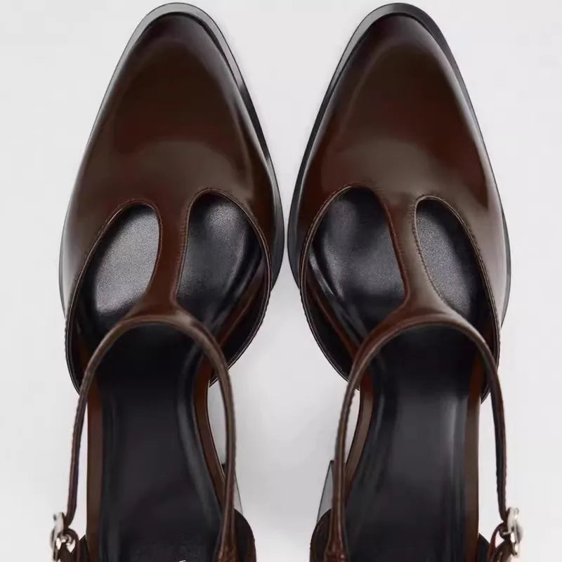 Women T-Straps Point Toe High Heels