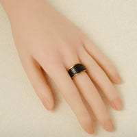 Elegant Ring Enamel Stainless Steel Rings For Women Men Accessories Flower Plant Jewelry Real Gold