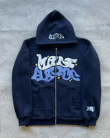 Zipper Hooded Sweatshirt With Retro American Letters