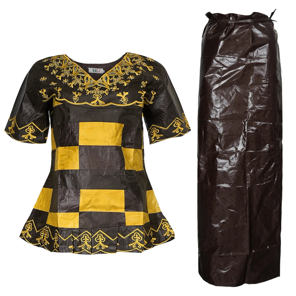 MD African Dresses For Women Embroidery 2PCS Tops Dresses Ankara Rich Robes Traditional Party Wedding Ramadan Church Clothes