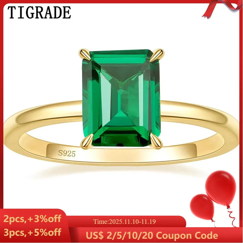 Dazzling Gemstone Emerald 925 Sterling Silver Ring For Women