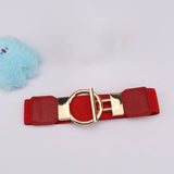 Women's Fashion Round Buckle Belt, Simple 4cm Wide Elastic Waistband, Decorative Temperament Waist Cincher