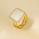 Elegant Ring Enamel Stainless Steel Rings For Women Men Accessories Flower Plant Jewelry Real Gold