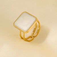 Elegant Ring Enamel Stainless Steel Rings For Women Men Accessories Flower Plant Jewelry Real Gold
