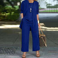 Casual O Neck Vest Cardigan Three Piece Set