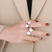 Elegant Shell Simulated Pearl Rings for Women