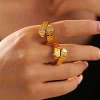 Elegant Rhinestones Rings For Women Stainless Steel No Rusted 18K