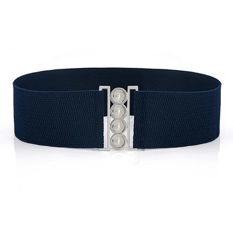 Women’s Elastic Cinch Belt  Fashion Stretch Waist Band Clasp Buckle New Stretchy Retro Wide Waist Cinch Belt Waistband