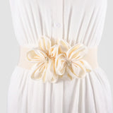 Women Fashion Floral Wide Elastic Belt Casual Trendy Waist Band Chic Ladies Dress Cummerbands Skirt Dress Coat Decor Accessories