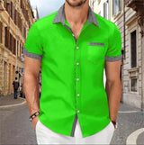 Solid Color Patchwork Printed Shirt for Men