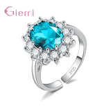 Elegant Fashion Sunflower 925 Sterling Silver Color Wedding Engagement Rings