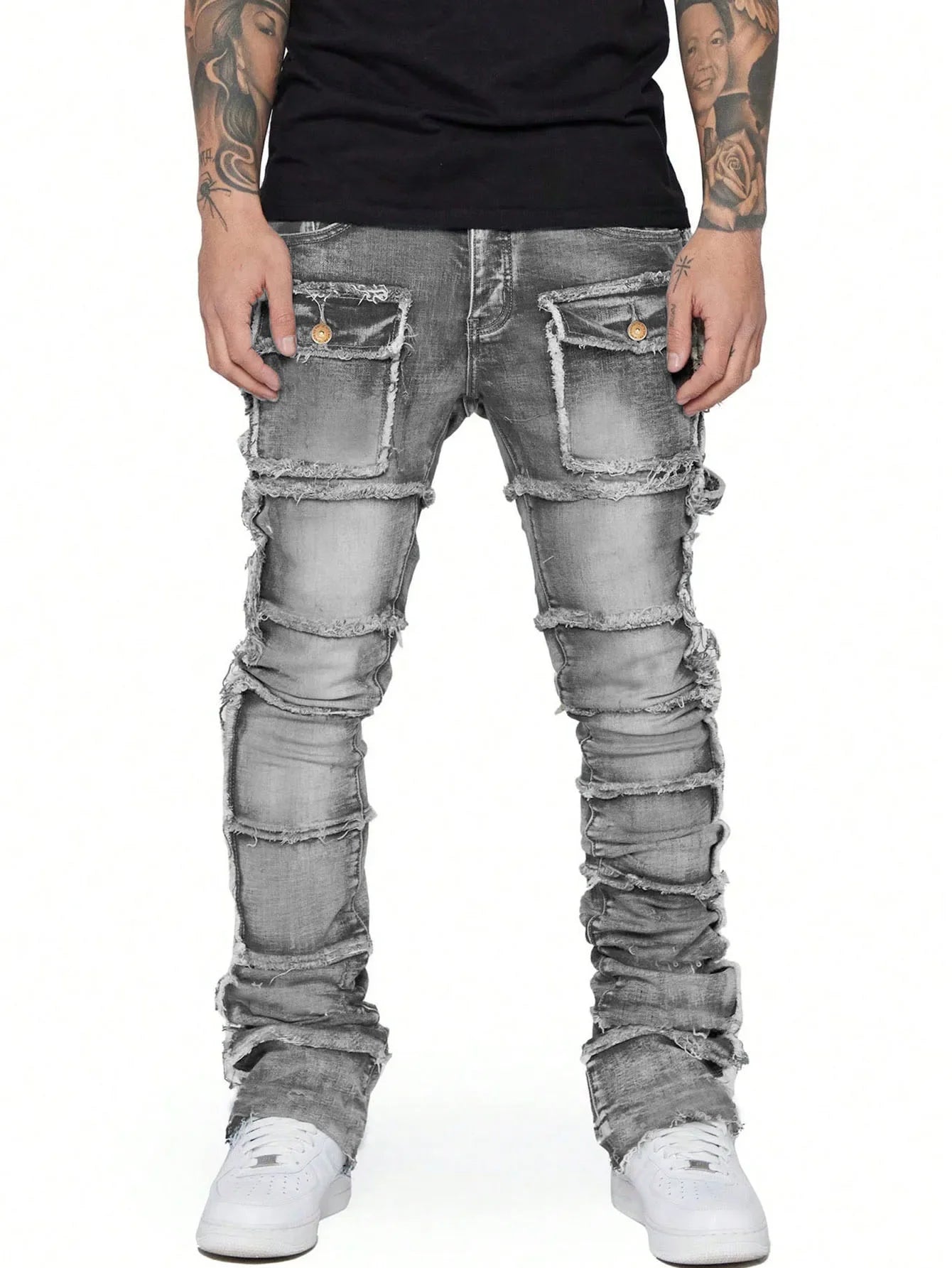 Fashionable Trendy Flared Men Denim Pants