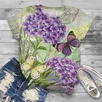 Summer Vintage Butterfly Pattern T-Shirt For Women