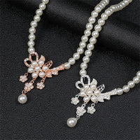 Personality flower Pearl Wedding Necklace Earring