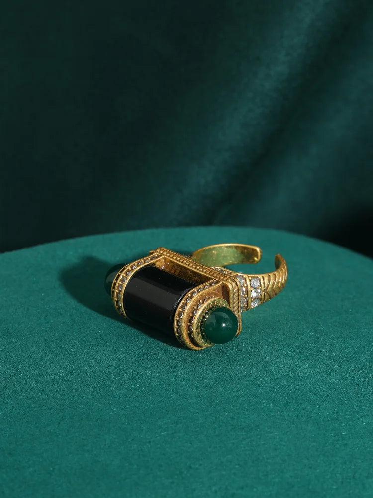 18K Gold-Plated Symmetrical Design Decorative Ring for Women