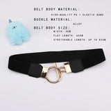Women's Fashion Round Buckle Belt, Simple 4cm Wide Elastic Waistband, Decorative Temperament Waist Cincher