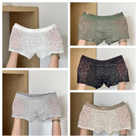 Fashion Underpants Men Boxer Briefs Ice Silk Quick Dry Lace Shorts Boxers Breathable Mesh Thin Underwear for Men Gift