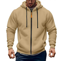 Casual Fashion Men's Solid Color Zippered Sweatshirt