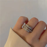 Rhinestone Ring Multi-layer Winding Rings for Women Wedding Full Zircon