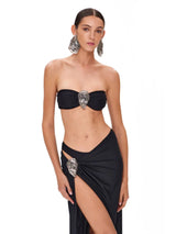 Buckle Off Shoulder Bikini With Skirt