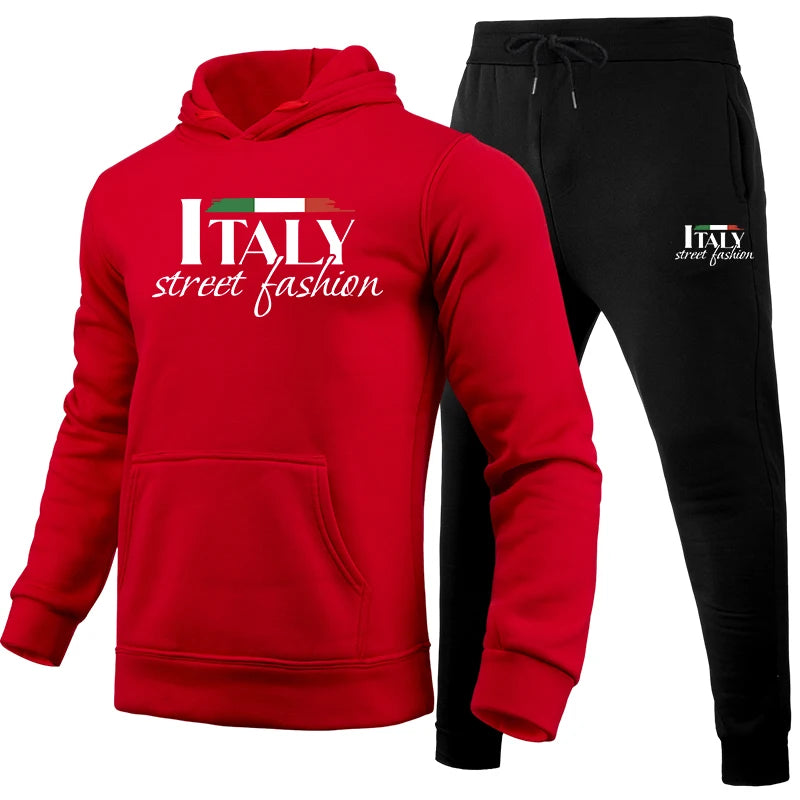 Mens Tracksuit Casual Printing Sweatshirt Sweatpants 2 Pcs Set Sports Jogging Mens Clothing Fashion Hoodies Sportswear Outfits