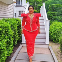 African women's elegant dress Mesh fabric