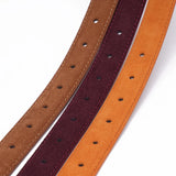 Fashion Women Belt Suede Genuine Leather Skinny Waistband Gold Buckle Wine Red Belts for Jeans Pants Casual
