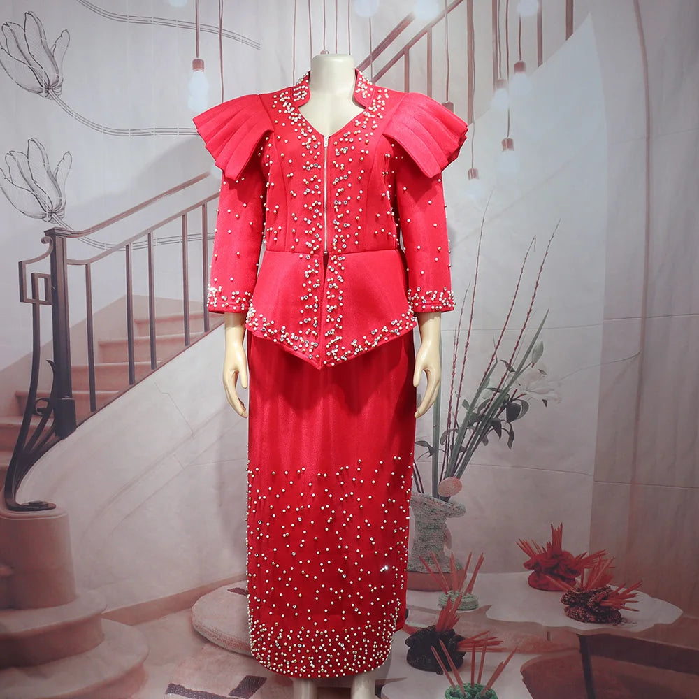 African women's elegant dress Mesh fabric