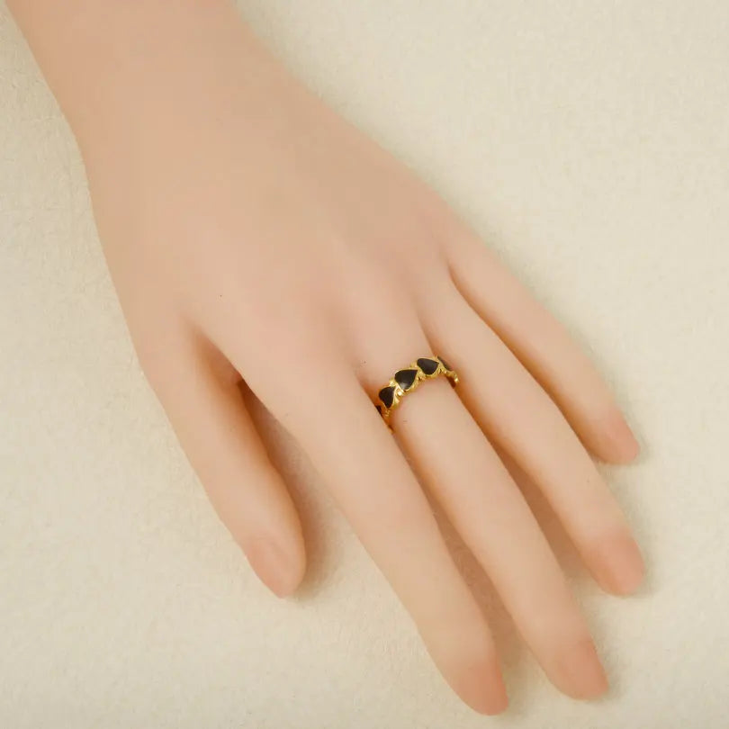 Elegant Ring Enamel Stainless Steel Rings For Women Men Accessories Flower Plant Jewelry Real Gold