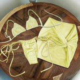 Pink Micro Beads Bandeau Bikini Set