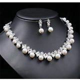 Personality flower Pearl Wedding Necklace Earring