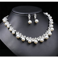 Personality flower Pearl Wedding Necklace Earring