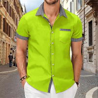 Solid Color Patchwork Printed Shirt for Men