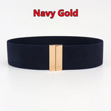 Fashion Women Elastic Band Wide Belts Simple Down Coat Waist Belt Female Buckle Black Strap Dress Decoration Accessories Ladies