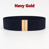 Fashion Women Elastic Band Wide Belts Simple Down Coat Waist Belt Female Buckle Black Strap Dress Decoration Accessories Ladies